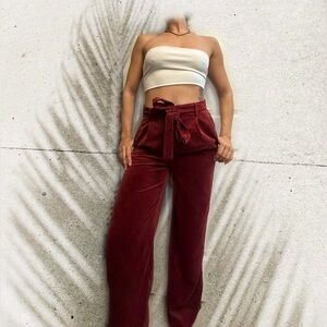 FOREVER 21 high waisted side pocket 
maroon corduroy trousers